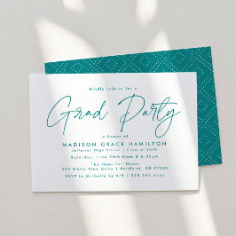 Invitación Fiesta de Graduación con Letra Moderna en Verde Az