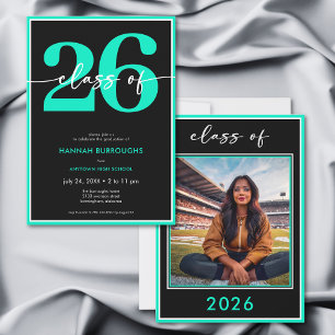 Invitación Fiesta de Graduación con Letra Moderna Minimal Aqu