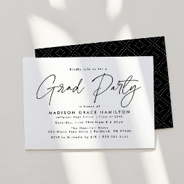 Invitación Fiesta de Graduación con Letra Negra Moderna