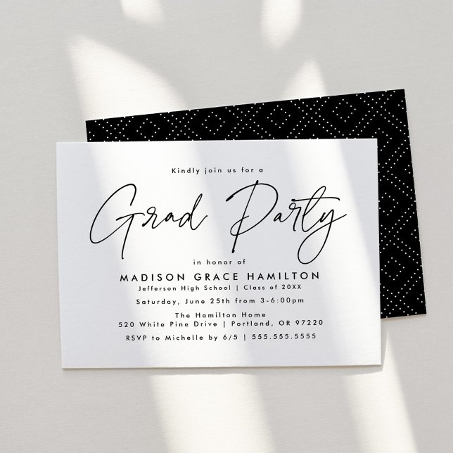 Invitación Fiesta de Graduación con Letra Negra Moderna (Subido por el creador)