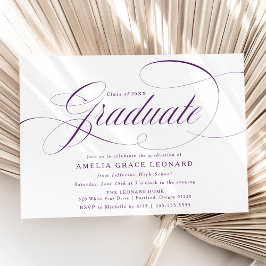 Invitación Fiesta de Graduación con Letra Púrpura Elegante