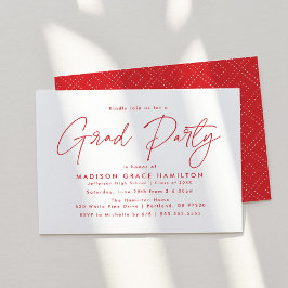 Invitación Fiesta de Graduación con Letra Roja Moderna