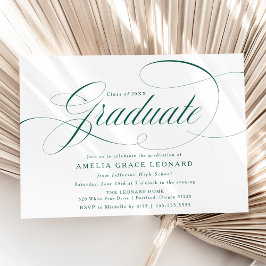 Invitación Fiesta de Graduación con Letra Verde Elegante