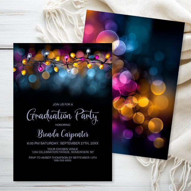 Invitación Fiesta de Graduación con Luces de Cadena (Subido por el creador)