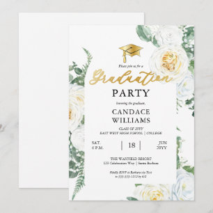 Invitación Fiesta de Graduación con Marco Floral de Rosas Bla