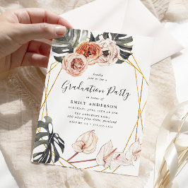 Invitación Fiesta de Graduación con Marco Floral Tropical Boh