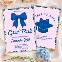 Fiesta de Graduación con Moño de Gingham Azul de F