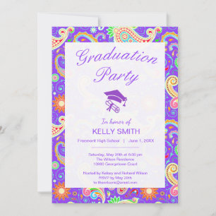 Invitación Fiesta de graduación con patrón de pañuelo colorid