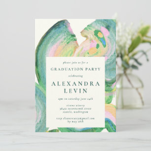 Invitación Fiesta de Graduación con Pinceladas Abstractas Ver