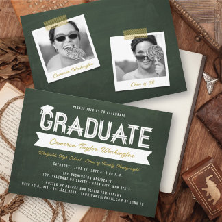 Invitación Fiesta de Graduación con Pizarra de Tiza y Cinta S