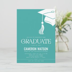 Invitación Fiesta de Graduación con Sombrero y Borla Minimali