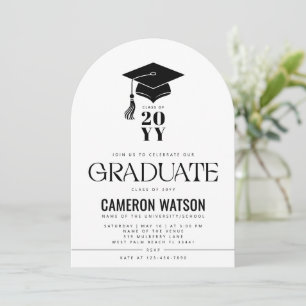Invitación Fiesta de Graduación con Sombrero y Borla Modernos