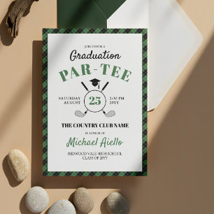 Invitación Fiesta de Graduación con Tema de Golf a Cuadros Ve