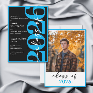 Invitación Fiesta de Graduación con Tipografía Azul Minimalis