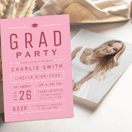 Invitación Fiesta de Graduación con Tipografía Moderna Simple