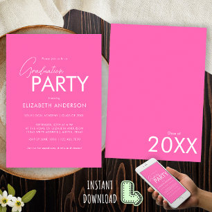 Invitación Fiesta de Graduación con Tipografía Moderna y Chic