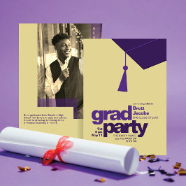 Invitación Fiesta de Graduación con Tipografía Morada Moderna