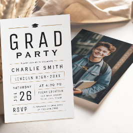 Invitación Fiesta de Graduación con Tipografía Simple Moderna
