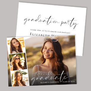Invitación Fiesta de Graduación con tira de fotos con letra e