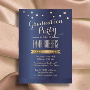 Invitación Fiesta de graduación Confetti de oro moderno elega