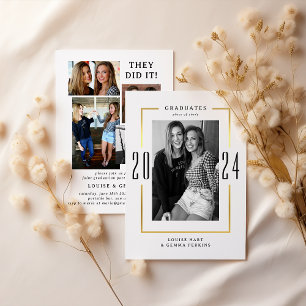 Invitación Fiesta de Graduación Conjunta con Collage de Fotos