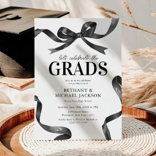 Invitación Fiesta de Graduación Conjunta con Lazo Negro Elega