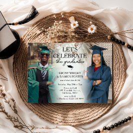 Invitación Fiesta de Graduación Conjunta de 2 Fotos con Estil
