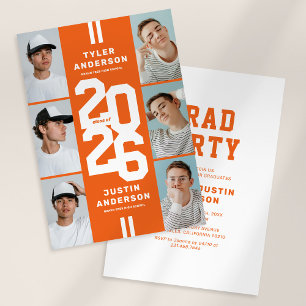 Invitación Fiesta de Graduación Conjunta de Colaje de Fotos N
