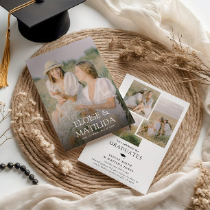 Invitación Fiesta de Graduación Conjunta Moderna para 4 Fotos