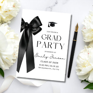 Invitación Fiesta de Graduación Coquette de Arco Negro de Mod
