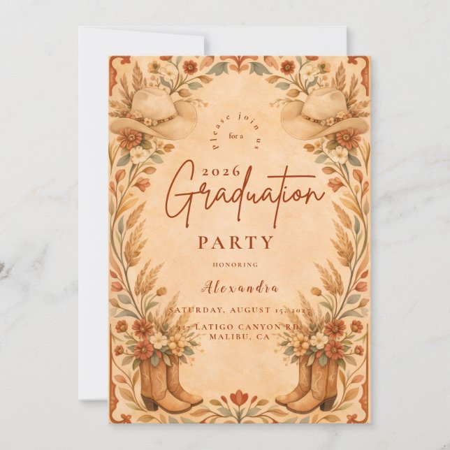 Invitación Fiesta de Graduación Country Western (Anverso)