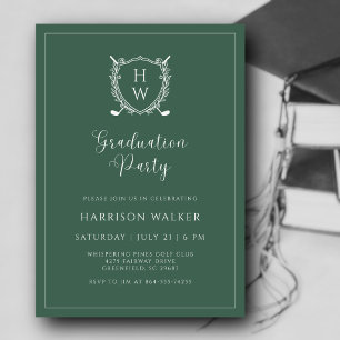 Invitación Fiesta de Graduación Cresta de Golf Letra Elegante