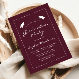Invitación Fiesta de graduación de 2026 de borde blanco de Bo