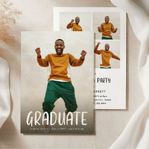Invitación Fiesta de graduación de 4 fotos para GRADUADO MODE