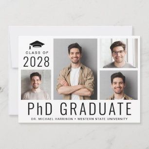 Invitación Fiesta de graduación de 5 fotos de doctorado PhD