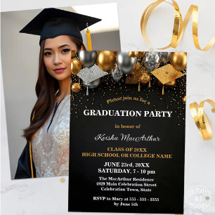 Invitación Fiesta de Graduación de Acentos de Oro y Plata