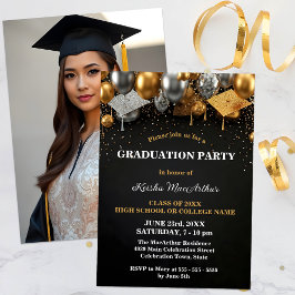Invitación Fiesta de Graduación de Acentos de Oro y Plata