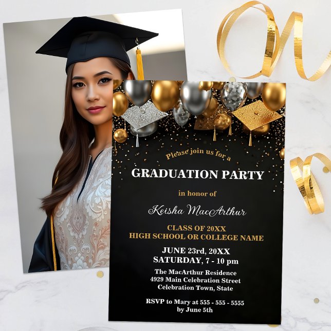 Invitación Fiesta de Graduación de Acentos de Oro y Plata (Subido por el creador)