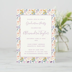 Invitación Fiesta de graduación de acuarela de flores silvest