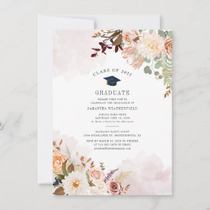 Invitación Fiesta de Graduación de Acuarela Floral Moderna