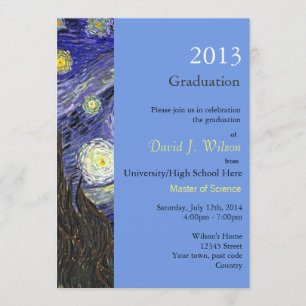 Invitación Fiesta de graduación de arte fino Noche estrellada
