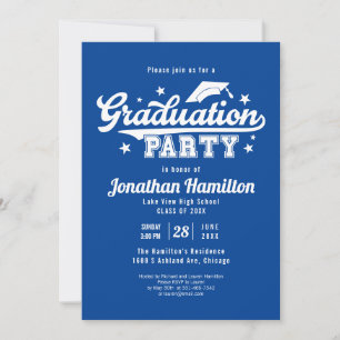 Invitación Fiesta de Graduación de Bachillerato Azul
