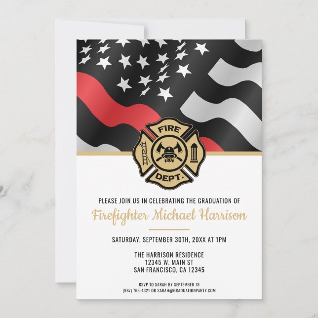 Invitación Fiesta de graduación de bomberos de la Academia de (Anverso)
