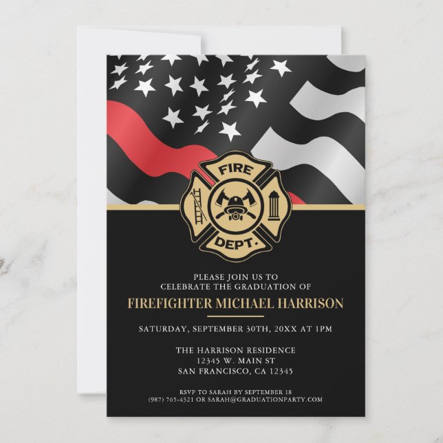 Invitación Fiesta de graduación de bomberos de la Academia de (Anverso)