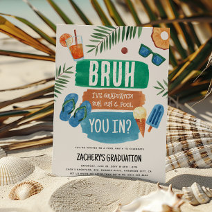 Invitación Fiesta de graduación de Bruh en la piscina 