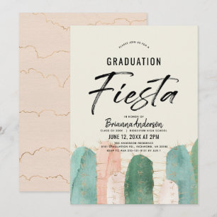 Invitación Fiesta de graduación de cactus rosados
