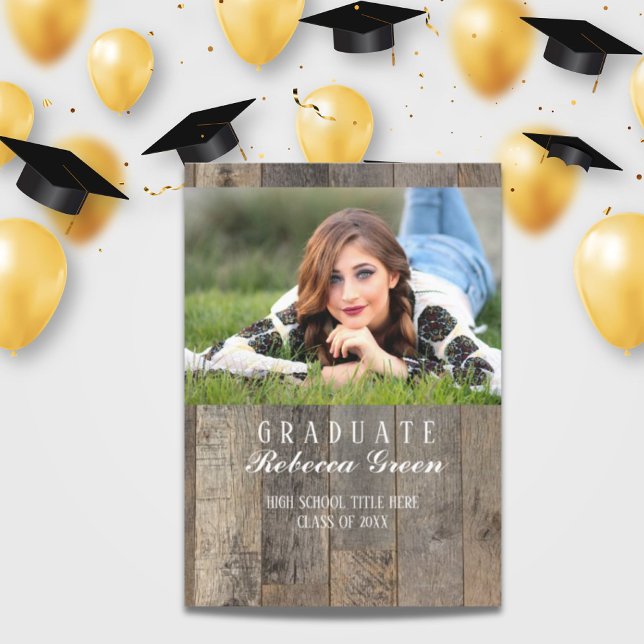 Invitación fiesta de graduación de campo occidental en madera (rustic barn wood western country graduation party invitation)