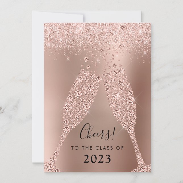 Invitación Fiesta de graduación de champán rosa de la Rubor G (Anverso)