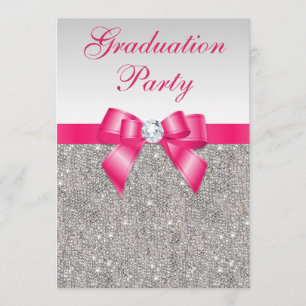 Invitación Fiesta de graduación de Chicas rosados calientes c