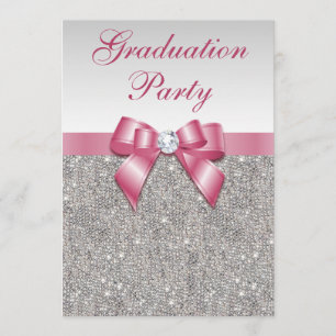 Invitación Fiesta de graduación de Chicas rosados de joyas de
